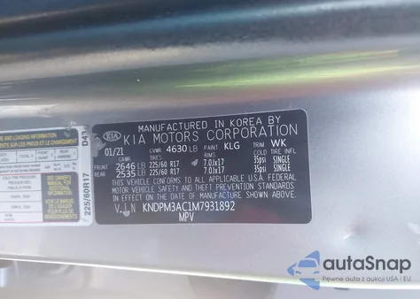 2021 Kia Sportage Lx z USA, uszkodzony, nr VIN KNDPM3AC1M7931892